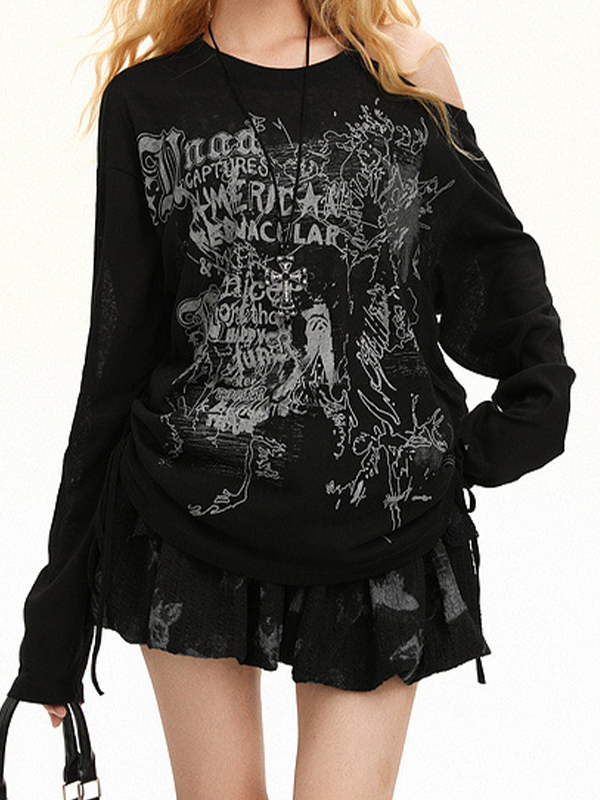 EMMIOL Retro Design-Inspired Graffiti Long Sleeve