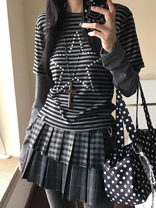 EMMIOL Star Studded Stripe Long Sleeve