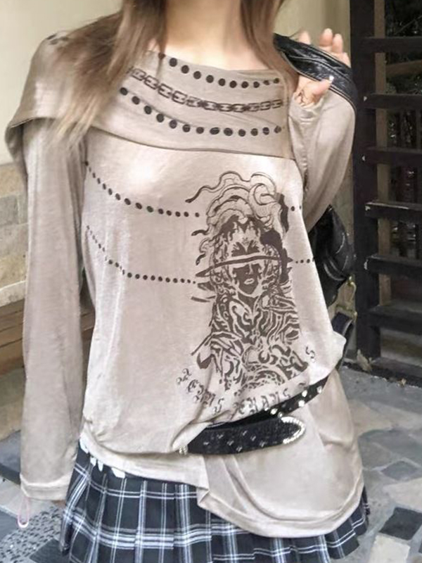 EMMIOL Wasteland Knit Print Long Sleeve