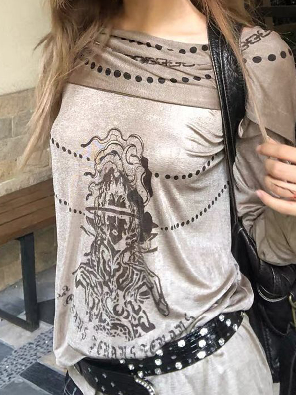 EMMIOL Wasteland Knit Print Long Sleeve