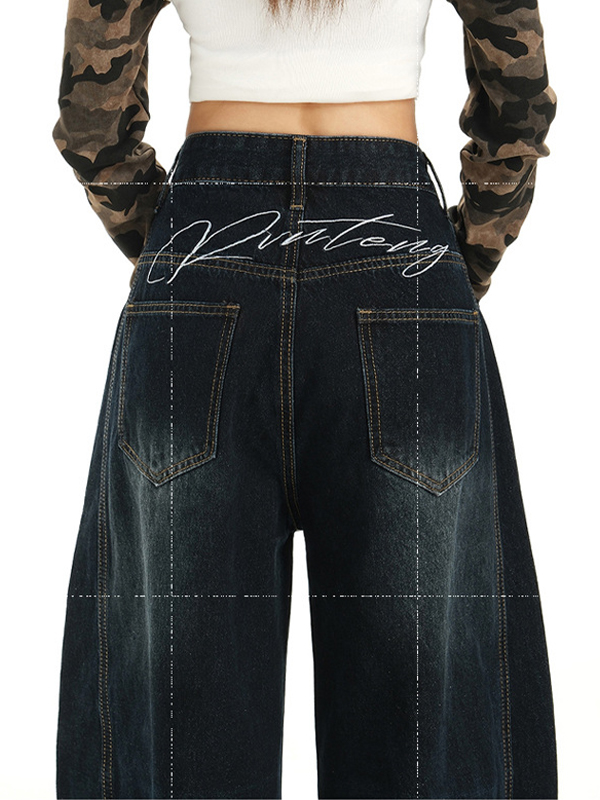 EMMIOL Vaqueros boyfriend con hoz y bordado americano