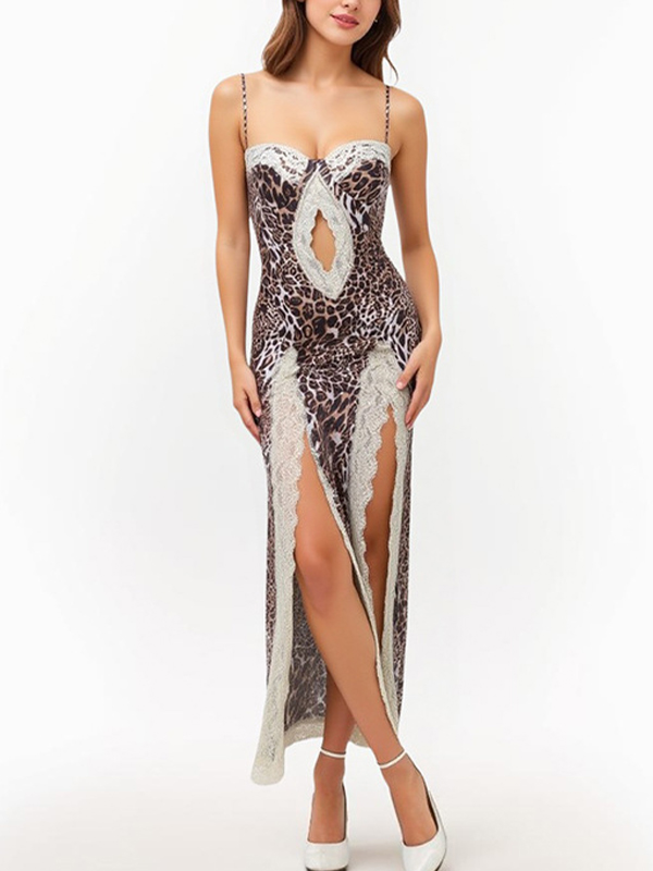 EMMIOL Leopard Print Dress Three-Dimensional Maxi Dress