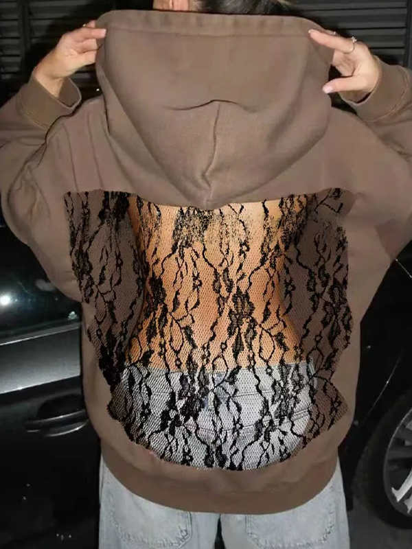 EMMIOL Backless Cutout Lace Sweatshirts