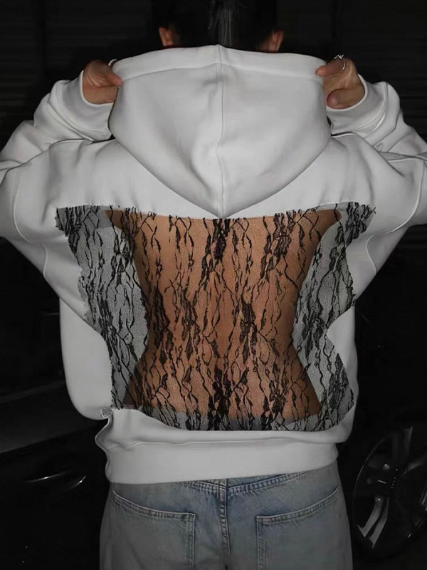 EMMIOL Backless Cutout Lace Sweatshirts
