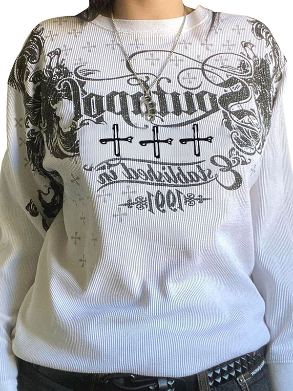 EMMIOL Retro Pattern Print Long Sleeve