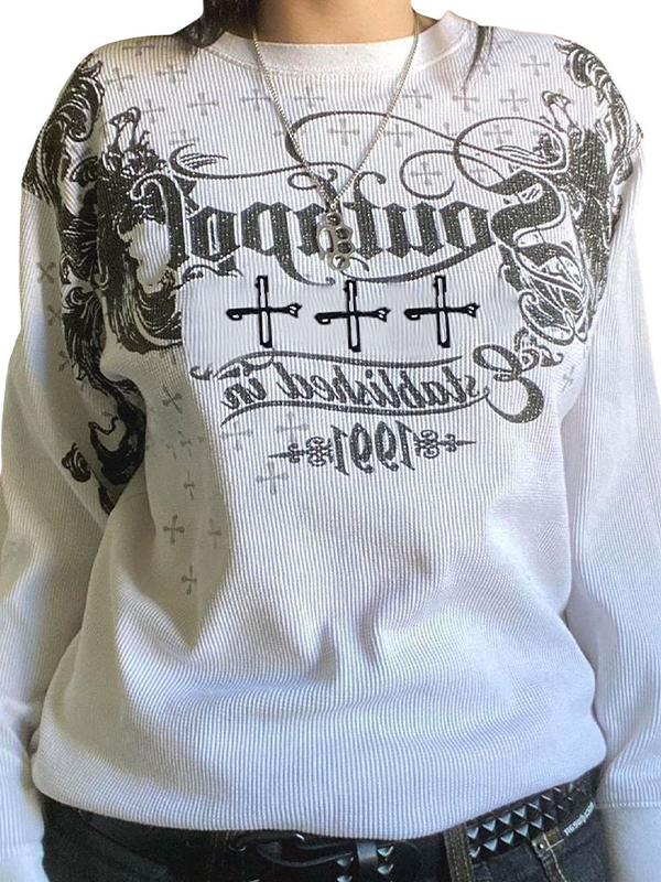 EMMIOL Retro Pattern Print Long Sleeve