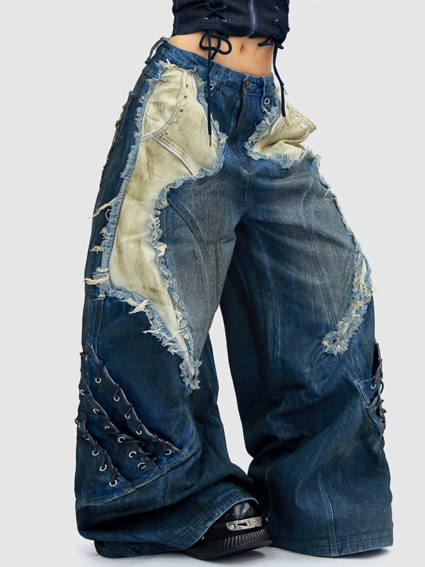 EMMIOL Jeans boyfriend de diseño resistente con bolsillos grandes