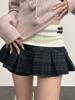 EMMIOL College-Style Spliced Pleated Mini Skirt