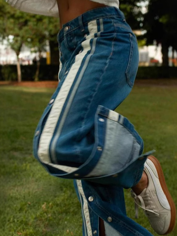 EMMIOL Pantalones deportivos con hebillas retro e individualistas