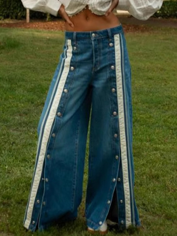 EMMIOL Pantalones deportivos con hebillas retro e individualistas