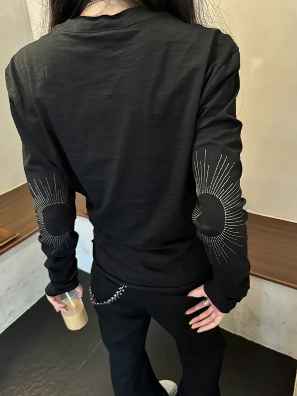 EMMIOL Manica lunga con strass applicati a caldo personalizzati