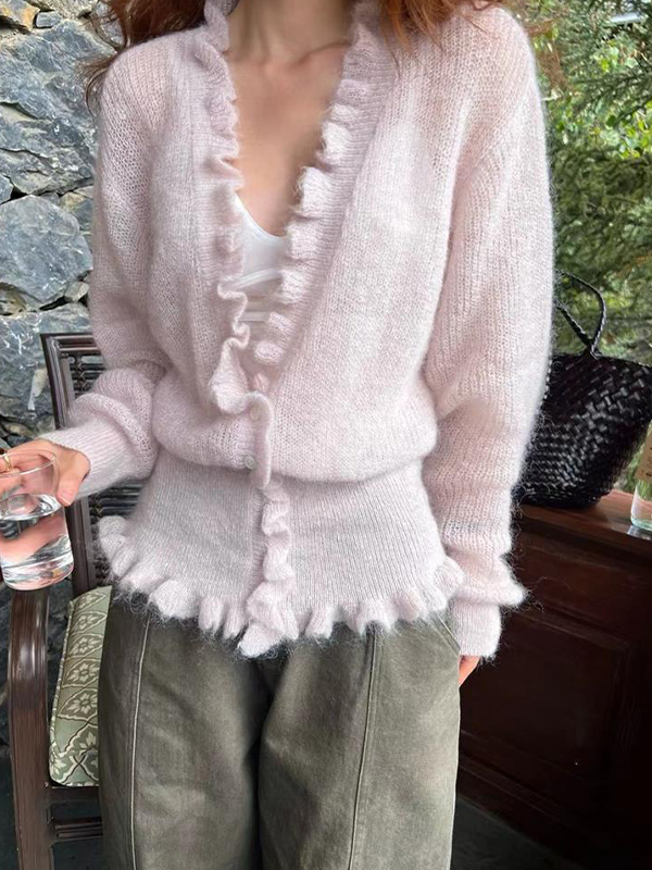 EMMIOL Maglione a balze aderente alla vita