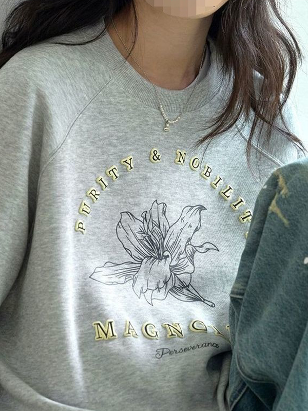 EMMIOL Sudaderas con estampado de letras florales