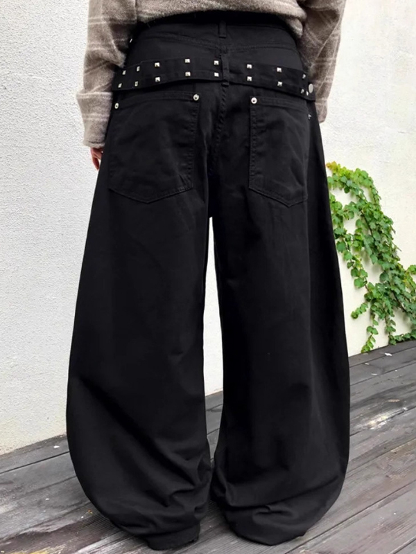 EMMIOL Pantalones cargo con decoración de remaches