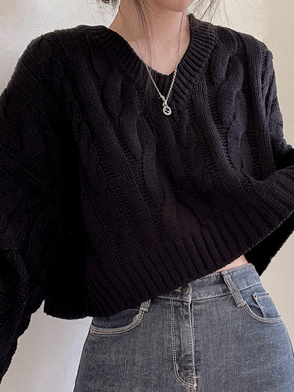 EMMIOL Maglione lavorato a maglia grossa con trecce intrecciate retrò