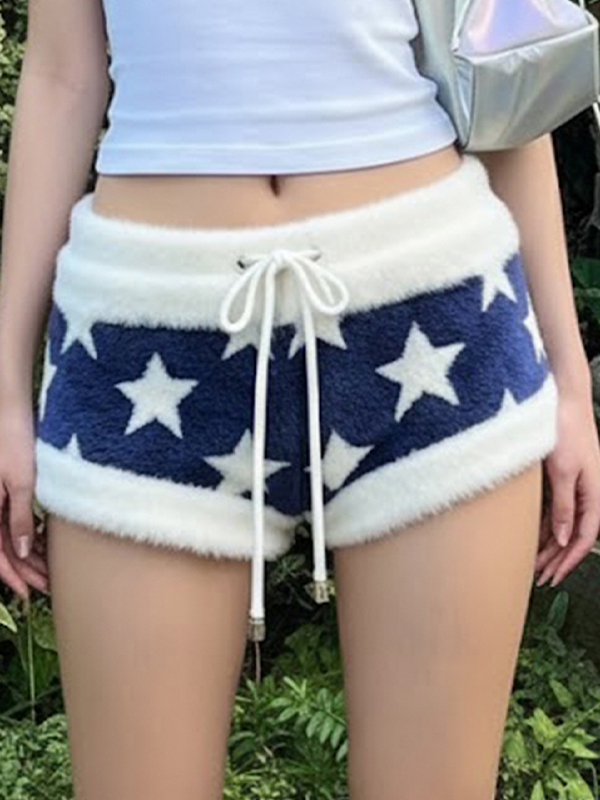 EMMIOL Pantaloncini pelosi con stampa a stella