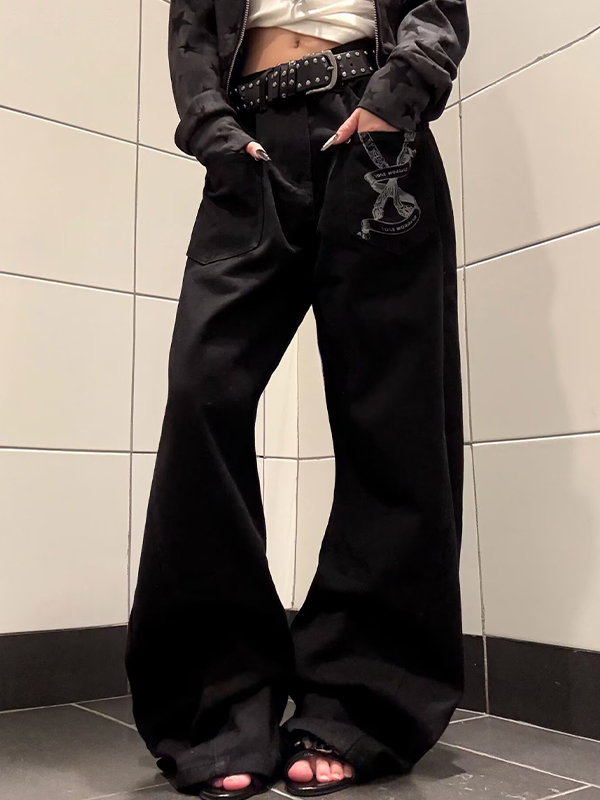 EMMIOL Estampado de vajilla Jeans vintage