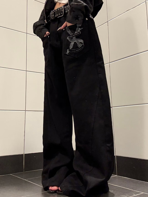 EMMIOL Estampado de vajilla Jeans vintage