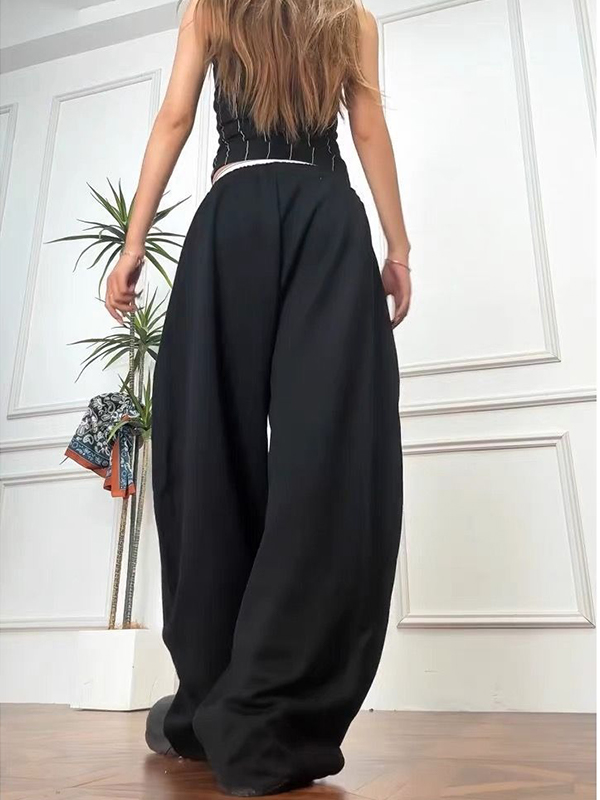 EMMIOL Street-Style Printed Wide Leg Pants