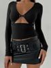 EMMIOL Maglia a maniche lunghe slim fit con anello in metallo