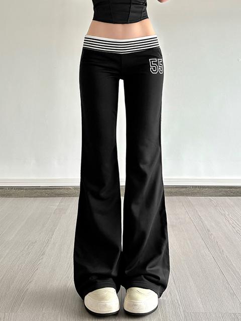 Hose mit geradem Bein und kontrastierender Taille