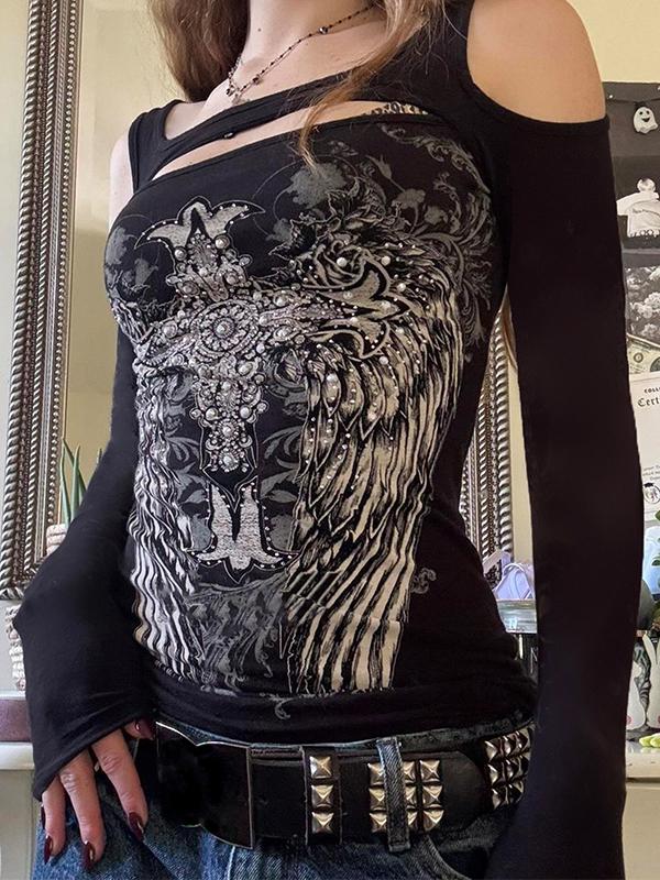 EMMIOL T-shirt a maniche lunghe con stampa ala