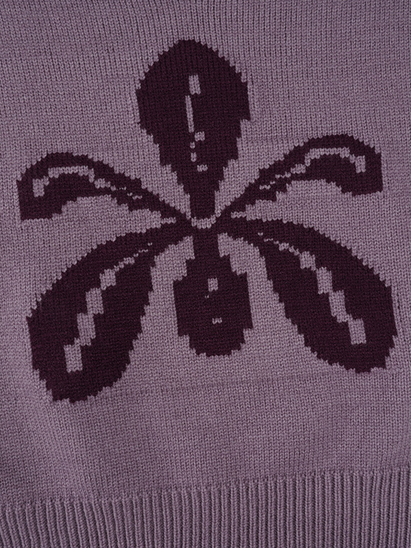 EMMIOL Maglione lavorato a maglia vintage con scollo rotondo e motivo floreale