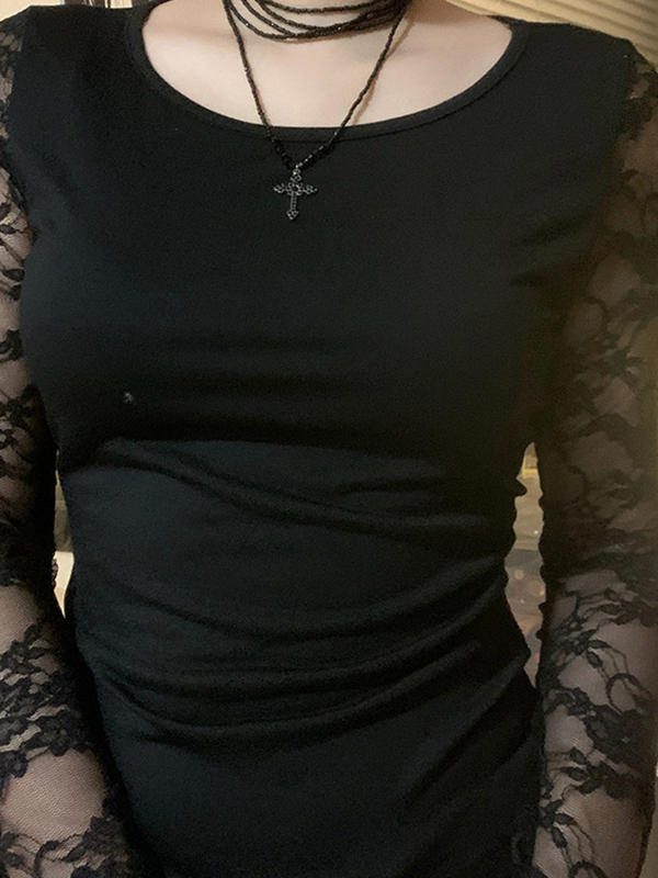 EMMIOL Langarmshirt mit Spitzenbesatz