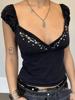 EMMIOL Top canotta con scollo a V e ricami floreali
