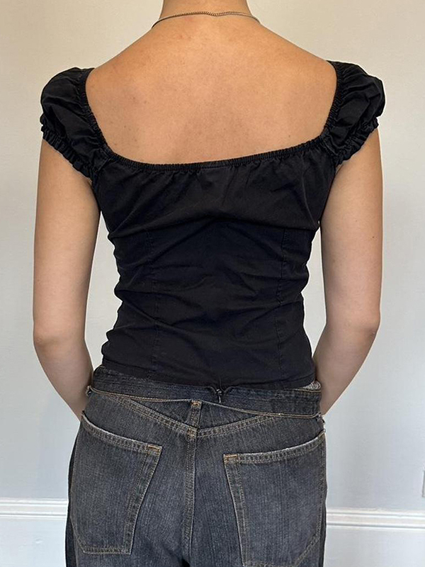 EMMIOL Top canotta con scollo a V e ricami floreali