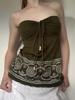 EMMIOL Neckholder-Top mit Perlen und Retro-Print