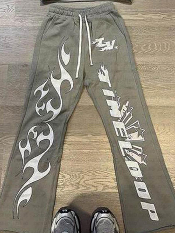 EMMIOL Star Print Straight-Leg Sweatpants Wide Leg Pants
