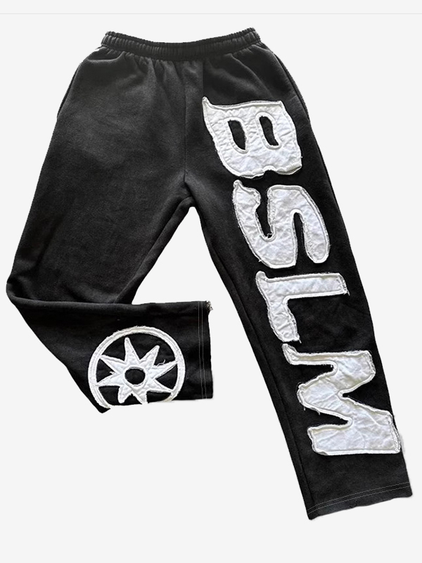 EMMIOL Pantalones deportivos de pierna recta con bolsillo y estampado de parches