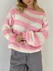 EMMIOL Striped Round Neck Sweater Long Sleeve