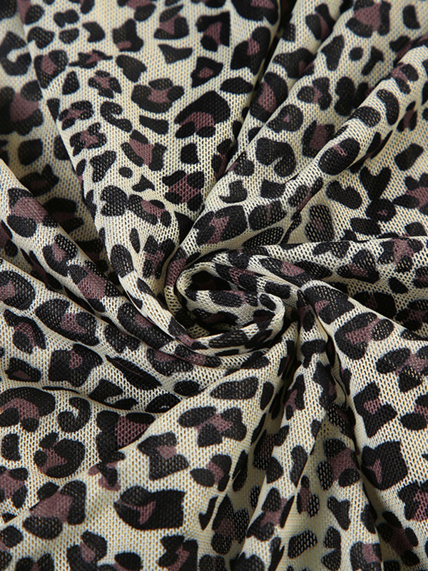EMMIOL Kurzer Cardigan mit Leopardenmuster und langen Ärmeln