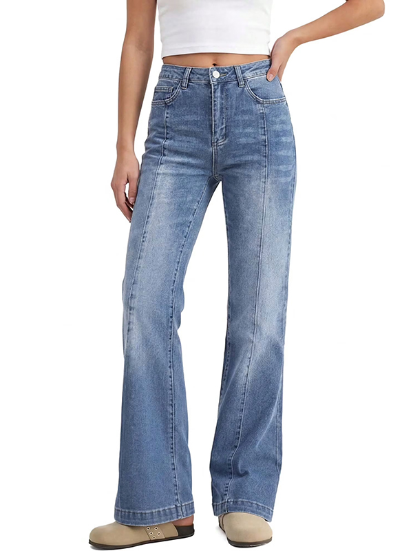 EMMIOL Women's Mid-High Waist Stretchy Flare Bell Bottoms Jeans