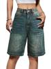EMMIOL Damen Baggy Jeans Jorts Mid-Low Waisted Denim