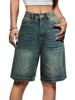 EMMIOL Jeans larghi da donna, modello Jorts a vita media-bassa in denim