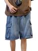EMMIOL Pantalones cortos vaqueros holgados de hombre estilo Y2K con cintura elástica media.