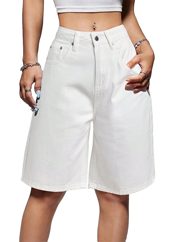 EMMIOL Women's Denim Shorts Mid-Low Waist Jean