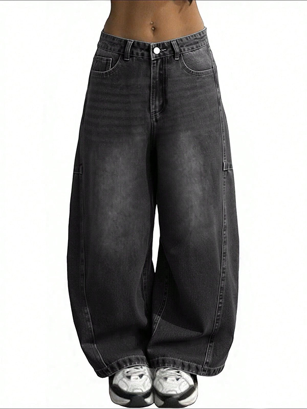 EMMIOL Women's Baggy Barrel Jeans Y2K Vintage Wide Leg Jeans