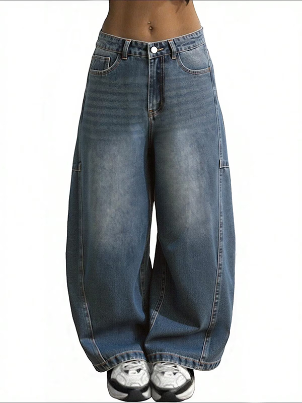 EMMIOL Women's Baggy Barrel Jeans Y2K Vintage Wide Leg Jeans