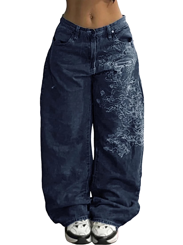 EMMIOL Women's Baggy Barrel Jeans Y2K Vintage Wide Leg Jeans