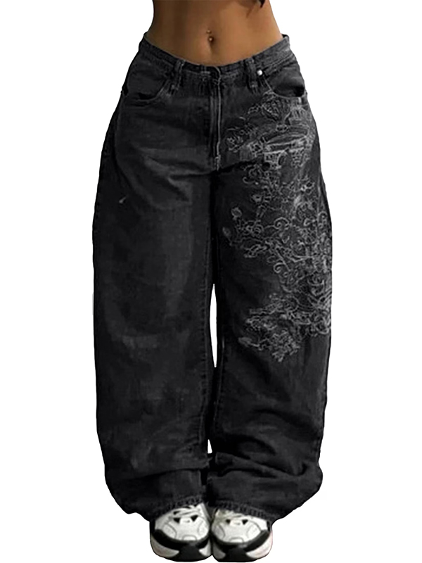 EMMIOL Women's Baggy Barrel Jeans Y2K Vintage Wide Leg Jeans