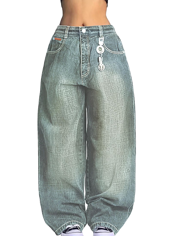 EMMIOL Women's Baggy Barrel Jeans Y2K Vintage Wide Leg Jeans