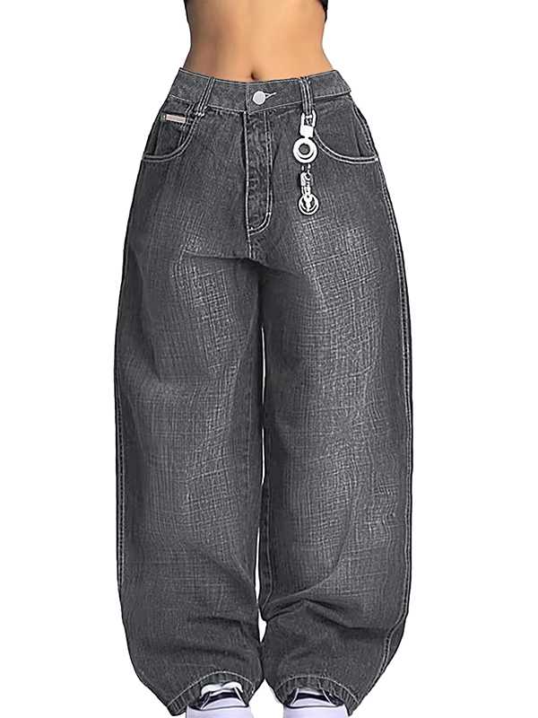EMMIOL Women's Baggy Barrel Jeans Y2K Vintage Wide Leg Jeans