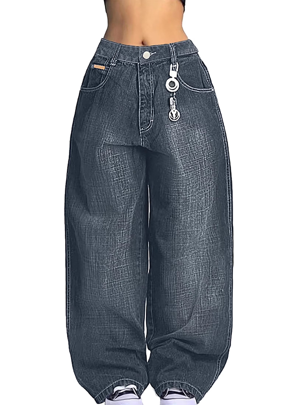 EMMIOL Women's Baggy Barrel Jeans Y2K Vintage Wide Leg Jeans