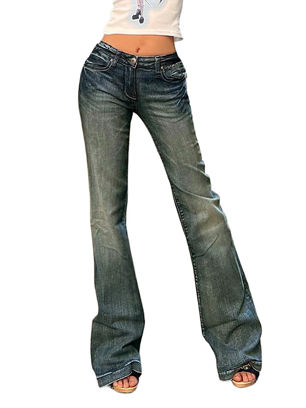 EMMIOL Damen-Schlagjeans mit mittelhohem Bund.