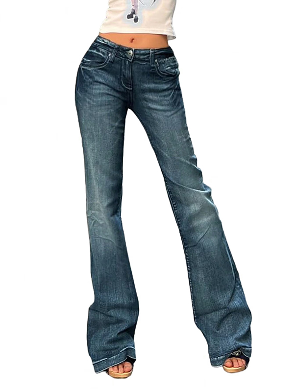 EMMIOL Damen-Schlagjeans mit mittelhohem Bund.