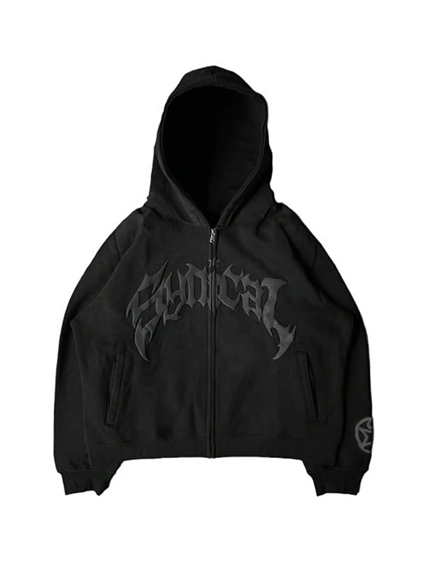 EMMIOL Balaclava Oversized Full Zip Hoodie With Built